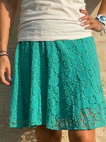 Turquoise lined lace skirt