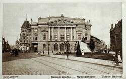 Budapest - Nemzeti színház /Népszínház/Vígopera utcaképpel   fotó képeslap 1910? Rigler Bp