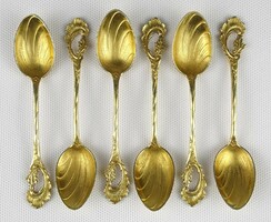 1M584 old gilded baroque decorative spoon set of 6 pieces