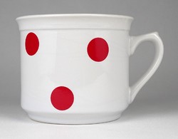 1M645 old huge ceramic mug with red dots 6 dl
