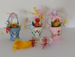 Retro Easter tree decoration old wooden decoration 5 pcs