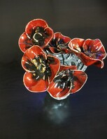Glazed ceramic poppies (5 pcs)