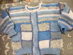 Light blue Austrian hand-knitted children's cardigan with car buttons for 2-4 years, knitted wool (sst)