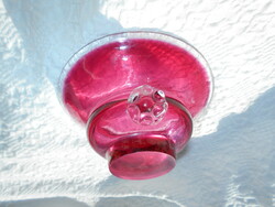 Thick gradient glass bowl with bubbles on the edge - a beautiful handcrafted product