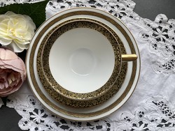Csodás art deco aranyozott Volkstedt reggeliző teás, kávés csésze szett