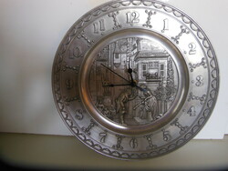 Wall clock - pewter - marked - 25 cm - German - beautiful - flawless