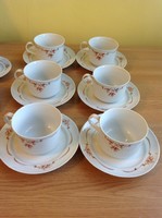 Alföldi porcelain with rosehip pattern - 6-piece tea cup + saucer