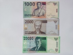 1000-2000-20000 Rupiah - Indonesia - unfolded aunc