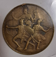 1942 .Levente Íjász díjérem réz 42,5 mm Bulcsu Polgári Lövész Egylet