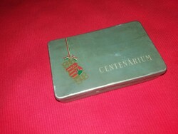 Antik címeres CENTENÁRIUM fém cigaretta / szivarka doboz a képek szerint