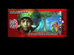 UNC - 5 FRANCS (Amazonas) - EGYENLÍTŐI TERÜLETEK - 2014 (Műanyag bankjegy)