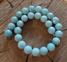 Very beautiful faceted amazonite necklace with big eyes