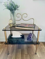 Vintage shelf, flower stand or nightstand with smoked glass shelves