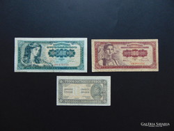Jugoszlávia 3 darab ritkább dinár bankjegy LOT !