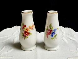 2 db Hollóházi virág mintás porcelán mini ibolya váza