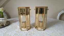 Midcentury brass and polished glass wall lamp 2 pcs.