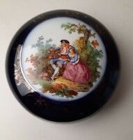 Antique scenic porcelain bonbonier / bonbon holder