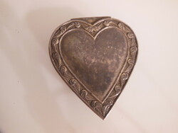 Jewelry holder heart - 7 x 6 x 2.5 cm - silver plated - velvet - heavy - solid - old - Austrian - flawless