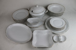 Zsolnay white, 24-piece gold-edged, shield-stamped dinnerware set