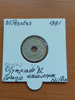 Spanish 25 pesetas 1991 Olympics 1992 disco paper case