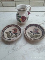 Folk ceramic wall decoration for sale! 2 Plates + 1 glass