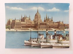 Régi képeslap retro fotó levelezőlap Budapest Országház MHRT. hajók