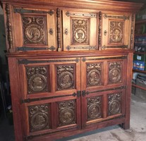 Antique unique figurally decorated renaissance style cabinet