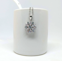 Bamoer 925 silver plated necklace with white cz snowflake pendant