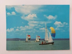 Old postcard retro photo postcard Balaton sailing ships