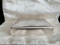 Silver card holder box with wooden insert