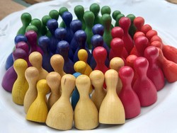 Midcentury solid wood board game figures, for replacement