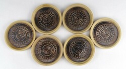 1M724 Retro Wooden Coaster Set of 6