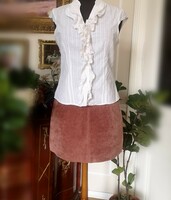 River island 36-38 mauve, terracotta suede leather mini skirt