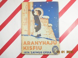 Gyula Zaymus: boy with golden hair, antique book, published by Palladis