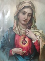 Szűz Mária,régi színezett kőnyomat