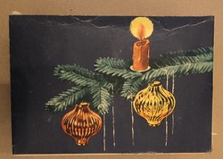 Old retro film, Christmas tree ornaments in original box
