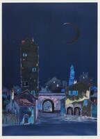 Marked by Luigi Rivelli: Italian city in the moonlight
