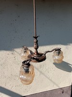 3-branch red copper chandelier