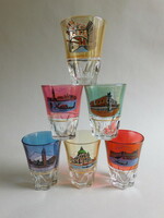 Vintage színes Velence dekoros kupicák - 6 darabos röviditalos pohárkészlet
