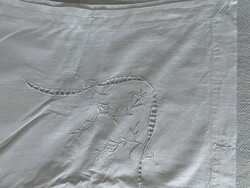 Old monogrammed embroidered sheet with hole embroidery
