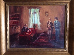 Földvisszaadás - olajfestmény - farcádi Sándor Levente - kortárs - történelmi témájú festmény