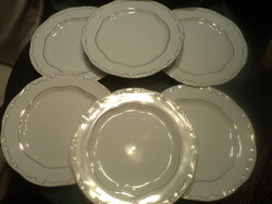Zsolnay porcelán lapos tányér, 6 db