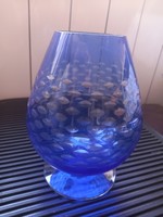 Kék metszett, retro kehely, váza / Ajándék disztárgy