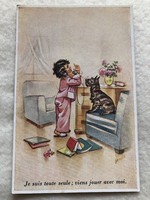 Antique, old postcard - post clean -6.