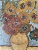 Péter imre Gaál: flower still life - small oil, canvas
