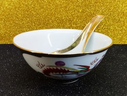 Tradicionális kínai porcelán leveses készlet - aranyszegélyes vörös sárkány
