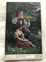 Antik, régi romantikus képeslap - 1918                              -6.