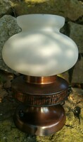 Antique copper table lamp with glass cover