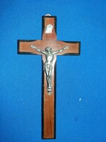 1956. IX.15.Nagyon szép fa fali kereszt , feszület Corpus fém Jézus corpussal a képek szerint