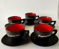 Set of 5 vintage Italian porcelain cappuccino cups (cup + saucer)